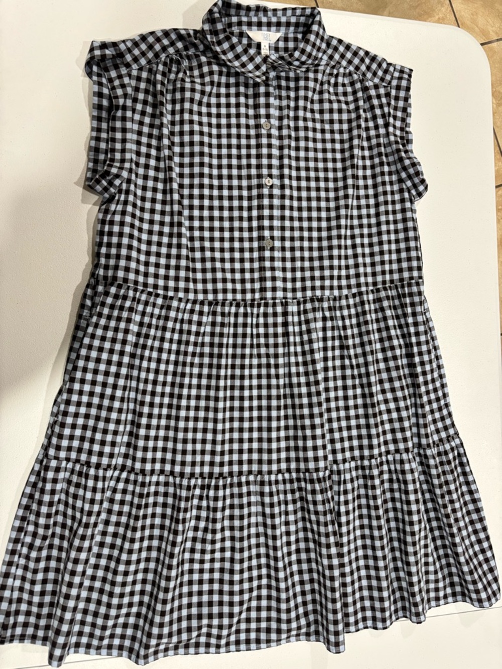 Time and Tru Black and Light Blue Gingham Mini Dress